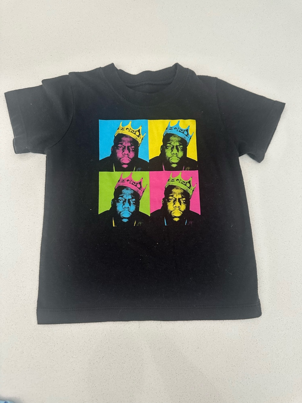 Black Kids Graphic Tee with Color Pop Crown Print